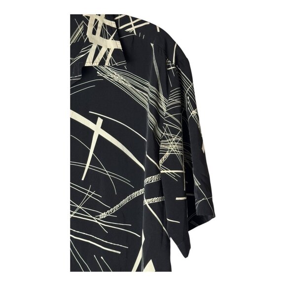 Giorgio Danieli Shirt Men Large Black Ivory Abstract‎ Collared Button Down Retro - Picture 4 of 8